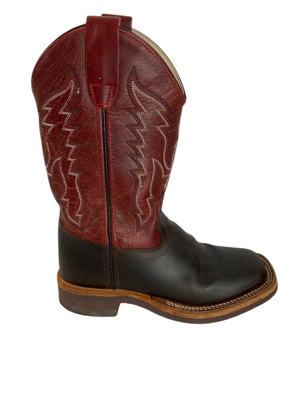 Cody James Boys Leather Western Cowboy Boots Brown Red Square Toe Youth 1D